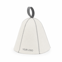 Chapeau de sauna en feutre de laine, forme cloche, avec boucle de suspension en feutre, logo personnalisé brodé, chapeau de banya russe pour spa et sauna
