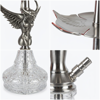 Chicha de luxe Ailes d'ange, base en verre miroir, pour présentation en bar et boîte de nuit