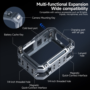 เคสอลูมิเนียม CNC LKTOP สำหรับกล้อง Action 6 ถ่ายภาพแนวตั้งแนวนอน ป้องกันการตกกระแทก ได้รับการรับรองมาตรฐาน CE อุปกรณ์เสริมสำหรับกล้อง - Product Image 2