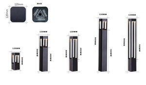 Bolardo de luz LED 12 "23" 35 "alturas aleación de aluminio IP65 blanco cálido CCT accesorio montado en hormigón para Plaza Lawn <span class=keywords><strong>Path</strong></span> Way - Product Image 5