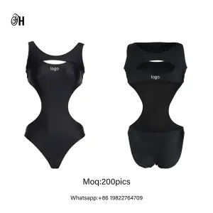 2024 Trending SS Personalización Mujeres Ropa de playa Traje de baño Recortado Elastano Clásico Diseño elástico Traje de baño de una pieza