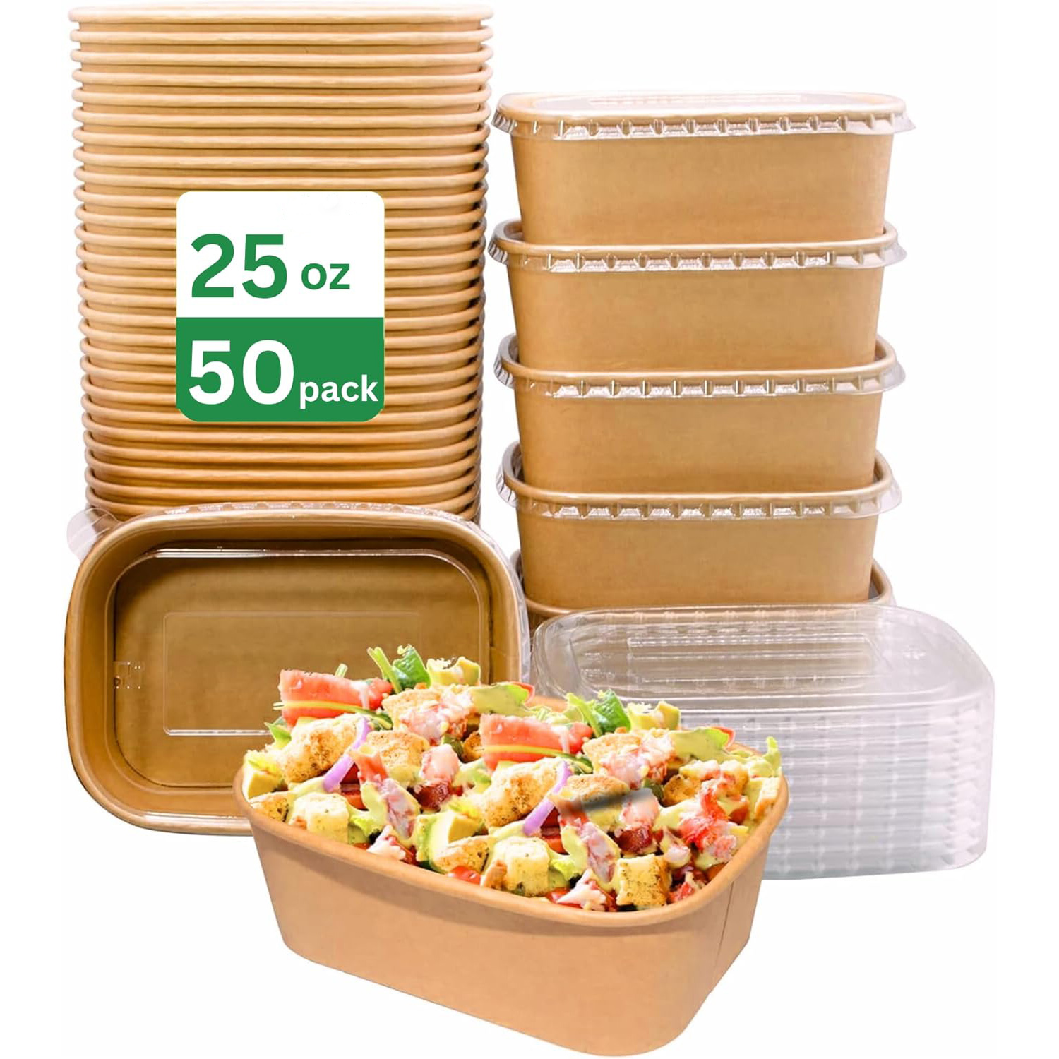 Kraft Square Bowl+PET Lid