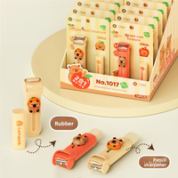Gomme à effacer Soododo Push-Pull en caoutchouc, design Capybara, motif dessin animé, rechargeable, avec taille-crayon
