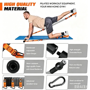 270LBS Portable <b>Workout</b> Pilates Bar Kit Multifunctional Indoor TPE Resistance <b>Bands</b> Sets for Fitness - Product Image 5