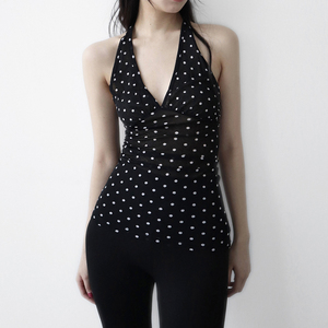 Top Halter de Mujer con Estampado de Puntos, Sin Mangas, Espalda Descubierta, Ajustado, Estilo Vintage Y2K, para Fiestas de Verano y Clubes - Product Image 3