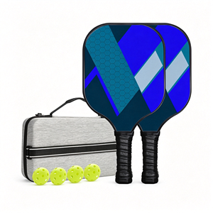 Ensemble de raquettes de pickleball avec 4 balles et sac de transport, design rouge et bleu, poignée antidérapante, forme standard 16 mm pour adultes, divertissement - Product Image 2