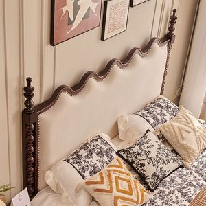 <span class=keywords><strong>Letto</strong></span> <span class=keywords><strong>Matrimoniale</strong></span> di Alta Gamma in Legno Massello Color Crema per Camera da <span class=keywords><strong>Letto</strong></span> Principale Prodotto in Cina - Product Image 4