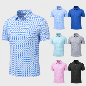 Polo de Golf Geométrico Azul Premium Personalizado para Hombre, Ropa Corporativa de Marca Privada con Absorción de Humedad, OEM - Product Image 2
