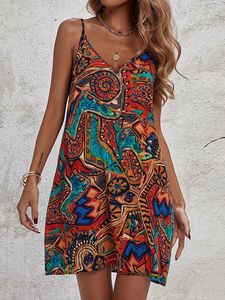 2025 donna taglie forti con <span class=keywords><strong>stampa</strong></span> <span class=keywords><strong>tropicale</strong></span> Mini abito con scollo a V stile Casual per le vacanze estive abito da <span class=keywords><strong>stampa</strong></span> digitale - Product Image 6