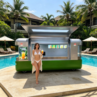 Remorque à café moderne en acier inoxydable pour la restauration rapide et les glaces : attirez plus de clients à votre entreprise près d'une piscine