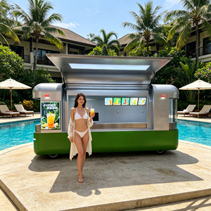 Remorque à café moderne en acier inoxydable pour la restauration rapide et les glaces : attirez plus de clients à votre entreprise près d'une <span class=keywords><strong>piscine</strong></span> - Product Image 1