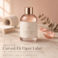 Étiquette personnalisée pour flacon cosmétique, papier mat premium, autocollante, estampage à chaud or, forme incurvée, emballage pour soins de la peau et parfums