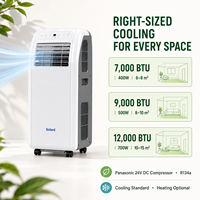 Climatiseur portable 24V DC R32 écologique 7000-12000 BTU, refroidissement/chauffage, compact, sur roues, silencieux, pour la maison et l'extérieur