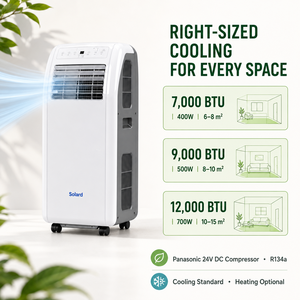 Climatiseur portable 24V DC R32 écologique 7000-<span class=keywords><strong>12000</strong></span> <span class=keywords><strong>BTU</strong></span>, refroidissement/chauffage, compact, sur roues, silencieux, pour la maison et l'extérieur - Product Image 3