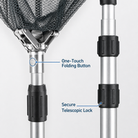 Épuisette de pêche télescopique en alliage d'aluminium, pliable, à tête triangulaire, avec verrouillage de positionnement, maille grossière, ultra-portable pour
