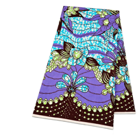 Tissu imprimé africain en coton peigné biologique 6 yards, pur coton, pour vêtements, batik, turban et pagne, vente en gros