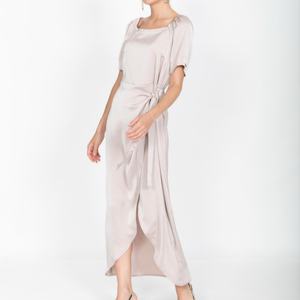 ชุดเดรสผ้าไหมสไตล์ฝรั่งเศสทรงหรูหรา กระโปรงทรงไม่สมมาตร ผ้าไหมชาร์มูส ชุดราตรีและชุดออกงาน - Product Image 2