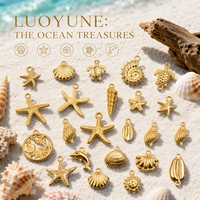 LUOYUNE Breloques océaniques mixtes plaquées or 18 carats pour la fabrication de bijoux, pendentifs étoile de mer, coquillage, tortue marine, composants de collier DIY, 10 pièces