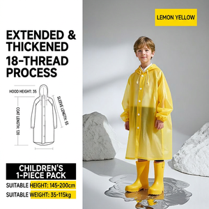 XIAOHONG EVA PEVA Imperméables pour enfants, 2 pièces, à capuche, à manches longues, pour la randonnée, le camping, les voyages - Product Image 3