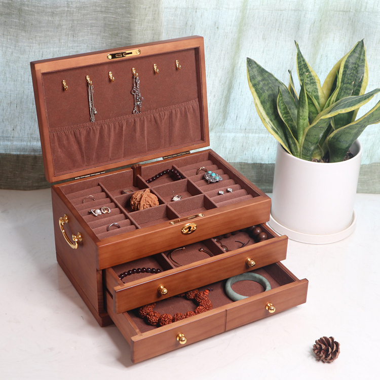 Großhandel auf Lager Massivholz-Schmuckkästchen mit Schloss Schmuckaufbewahrung Luxuriöse Hochwertige Schmuckverpackungsbox| Alibaba.com