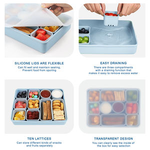 Household Children's Lunch <b>Box</b> School Snack Container Portable Silicone Divided <b>Box</b> Travel Food <b>Storage</b> Container - Product Image 2