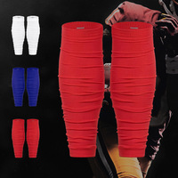 Chaussettes de compression élastiques personnalisées OEM pour le sport et l'extérieur, sans pied, avec plaque dorsale, manchons de jambe de football personnalisés à effet froncé pour le mollet