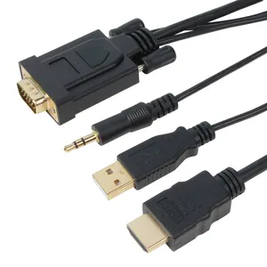 VCOM 1,8 м штекер к штекеру кабель HDMI к VGA с аудио для монитора компьютера FHD 1080P 60 Гц HDMI конвертер