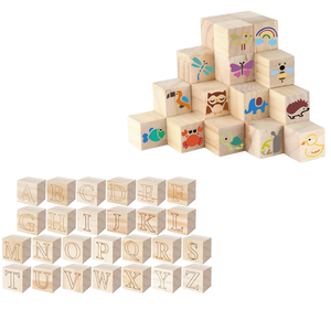 Kit de juego de bloques para baby shower de 117 piezas, incluye 52 bloques de madera, 24 marcadores, 1 cartel de juego, 40 plantillas y pintura (Kraft) - Product Image 1