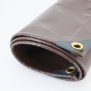 Heavy Duty <b>Waterproof</b> Brown <b>Tarpaulin</b> Outdoor Use Woven Fabric Plain Style - Product Image 1