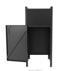 Contenedor de Basura Comercial de Acero Inoxidable Negro, Estación de Retorno de Bandejas con Puerta de Empuje, Recipiente de Basura de Alta Resistencia - Product Image 4