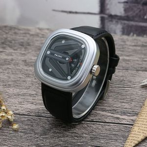 Wholesale High End Men's Square Mechanical-Style Quartz Watch Cutout Design Luminous <b>Waterproof</b> <b>Silicone</b> Strap - Product Image 3
