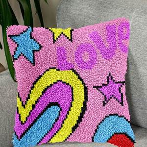 Easy DIY Custom Love Pattern <strong>Latch</strong> <strong>Hook</strong> <strong>Kit</strong>, Pre-Printed Rug Cushion Tapestry for Adults <strong>Beginners</strong> Sofa Decor - Product Image 4