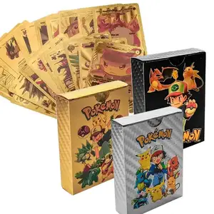 55 pièces/boîte Table jouant assorti Poke mon TCG cartes de Collection Rare Vmax GX feuille d'or jeu cartes à collectionner Pack pour enfants cadeaux