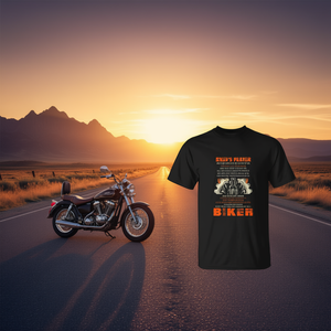T-shirt de motard avec la prière du motard : Born To Be A Biker Motorcycle Rider - Product Image 3