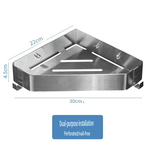 Étagère d'angle murale rectangulaire moderne en acier inoxydable 304 à double niveau, étanche, pour salle de bain, rangement pour gel douche - Product Image 5