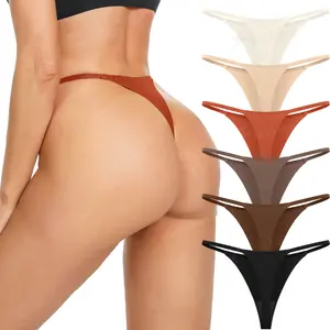 Airtamay Sexy Ladies Seamless Ice Silk Tangas De Mujer No Show Invisible Baixa Cintura Tanga G String Calcinhas Meninas Mulheres Roupa Interior