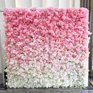 Mur de fleurs artificielles sur mesure luxueux et de haute qualité, rose et blanc, pour mariage - Product Image 2