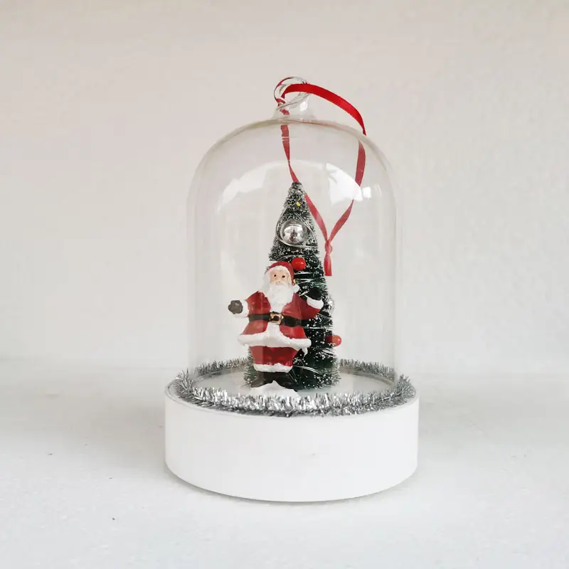 LED التلألؤ سانتا كلوز البيت الأيائل عيد الميلاد قبة قاعدة من الراتنج ناقوس زجاجي الطاولة فانوس مصباح منزل الديكور