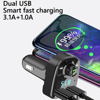 Charger Mobil Ganda USB 3,1 A, Cerdas, Pengisian Cepat, Nirkabel, USB 3,1 A, Pemancar FM, Pemutar Mp3
