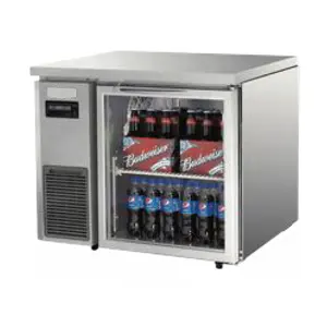 カウンターの下の商業キッチン900 Mmシングルガラスドア冷蔵庫アンダーベンチショーケース冷凍庫
