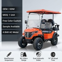 Voiturette de golf électrique 4 places, moteur AC 60V, vitesse maximale 30-50 km/h, suspension avant à ressorts à plaques/suspension arrière intégrale, sans entretien
