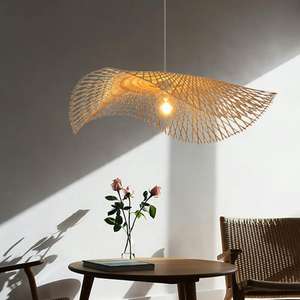 Charming Rustic Single <b>Bamboo</b> Woven Pendant <b>Light</b> Elegant Chandelier & Lighting Option - Product Image 1