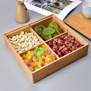 Fruit plate with compartments, <b>desktop</b> nut plate, suitable for home use, Chinese New Year, bamboo candy box, fruit plate - Product Image 1