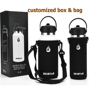 Bouteille d'eau sportive Skirton à large ouverture 32oz 40oz, bouteille d'eau en acier inoxydable isolée, gourde avec couvercle - Product Image 5