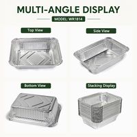 Barquette en aluminium de 1,5 lb (7x5 pouces) pour brunch du dimanche, buffet, service moyen, 24 oz, plateau argenté