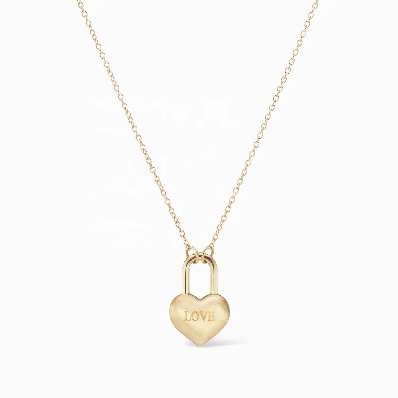 Производитель ювелирных изделий на заказ, простое серебро 925 пробы, позолоченное сердце, ожерелье с замком Love