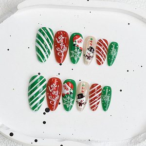 Faux ongles populaires rouge et vert pour Noël, effet œil de chat scintillant, réutilisables, pour manucure festive et fêtes de fin d'année - Product Image 2