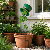 Piquet de jardin en fer robuste avec motif de chapeau de la Saint-Patrick, panneau métallique porte-bonheur pour la décoration extérieure de la maison, du jardin, du porche avant et des fêtes