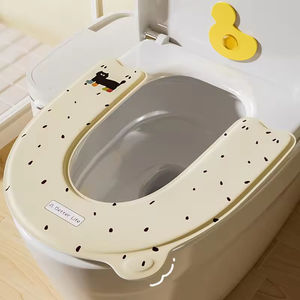 Funda de asiento de inodoro grande para todas las estaciones, impermeable, lavable, de espuma EVA con asa adhesiva, accesorios portátiles para baño - Product Image 1