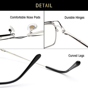 Nouvelles lunettes de vue carrées anti-lumière bleue minimalistes unisexes en métal tendance 50015 - Product Image 5